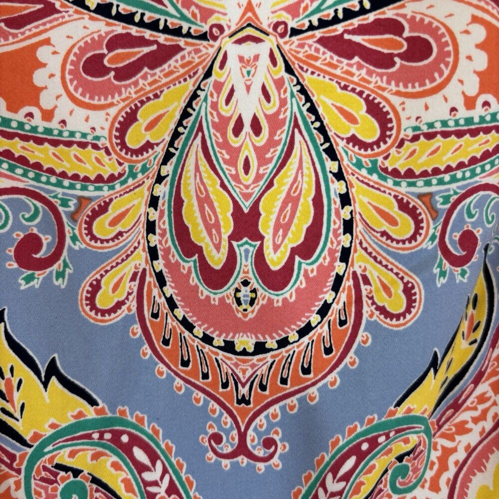 Boho Paisley Women Dress Size 2P Resort Vacation Artsy Preppy Retro Mod Colorful - Picture 7 of 16